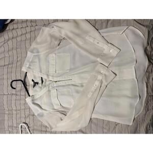 Express Women's Cream Long Sleeve Blouse with Front Zipper Size Small